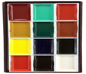 【送料無料】吉祥(Kissho) 日本画用絵具 角顔彩 上製 12色