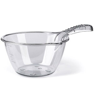 【送料無料】風呂桶 風呂おけ 目盛付 手桶 風呂 洗面器 ナチュラル 落下防止と割れ防止 持ち手あり フック穴付き 乾きやすい 浴室 壁掛け (透明な,B)