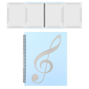 【送料無料】楽譜ファイル 4ページ展開 A4サイズ 10枚で40面収納 譜面 作曲 レッスン ファイル 5色 書き込みできる 反射しない 見開き ピアノ 電子ピアノ アクセサリー (ブルー)