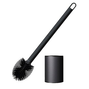 【送料無料】Sitengle トイレブラシ ケース付き スタンド シリコン おしゃれ トイレ掃除用品 隙間掃除 柔らか い 速乾 掃除ブラシ 抗菌TPR材質 (ブラック)