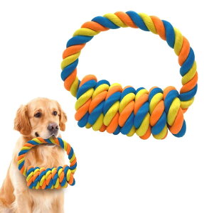 【送料無料】犬おもちゃ 犬用噛むおもちゃ玩具 犬ロープおもちゃ 中型犬 大型犬 ペット用 丈夫 天然コットン 犬用ロープ玩具 ストレス解消 清潔 歯磨き 耐久性 小・中・大型犬に適応