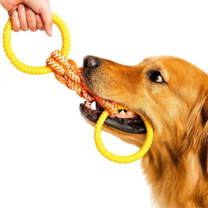 【送料無料】Serviteur 犬 おもちゃ 噛む 大型犬 おもちゃ ロープ リング 頑丈 犬用 噛むおもちゃ 中型犬 歯のケア 引っ張り 投げる 壊れない 訓練玩具 運動不足解消 ストレス解消 外径 15cm 黄