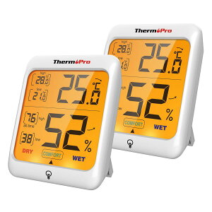 ThermoProサーモプロ 温湿度計 室内温度計デジタル キャンプ温度計 最高最低温湿度値表示 LCDバックライト機能付き2パックTP53