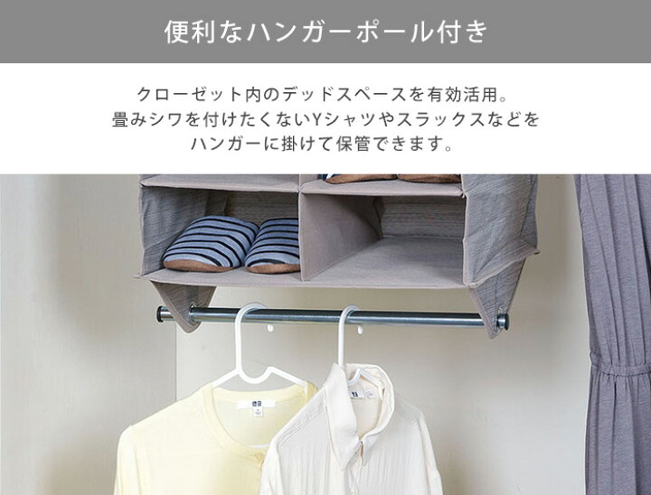 楽天市場 吊るす 収納 吊り下げ 吊り下げラック 布 ハンガー ハンガーポール 収納ラック 衣類収納 衣類収納ホルダー 3段 6ケース 浅型 クローゼット 洋服 小物 ワードローブ タオル 帽子 下着 ハンカチ 靴下 整理 小物収納 シャツ ワイシャツ Yシャツ Tシャツ かばん