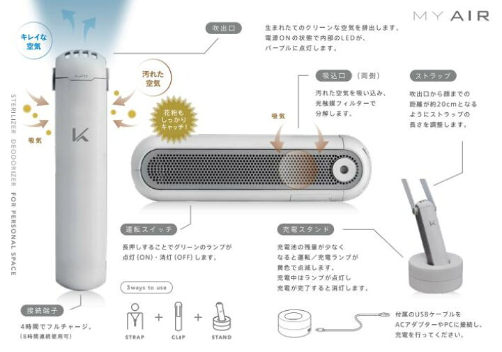 楽天市場】【 先着千円OFFクーポンで16,380円☆6/25限定 】カルテック パーソナル空間除菌脱臭機 日本製 花粉フィルター搭載 KL-P02 KL-P02-K KL-P02-W MYAIR フィルター 搭載モデル 除菌 脱臭 光触媒 ターンド・ケイ TURNED K turned k 日本製 カルテック 首掛け 首かけ ... 楽天市場】【 先着千円OFFクーポンで16,380円☆6/25限定 】カルテック パーソナル空間除菌脱臭機 日本製 花粉フィルター搭載 KL-P02 KL-P02-K KL-P02-W MYAIR フィルター 搭載モデル 除菌 脱臭 光触媒 ターンド・ケイ TURNED K turned k 日本製 カルテック 首掛け 首かけ ...