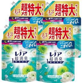 レノア 超消臭1WEEK 柔軟剤 フレッシュグリーン 詰め替え 1900ml 4袋