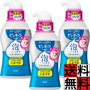 ピュオーラ 泡 歯磨き ハミガキ マイルドタイプ 口臭 歯周病 予防 研磨剤 無配合 舌 歯肉炎 歯周炎 ブラッシング マイルドグリーン 190ml ×3個