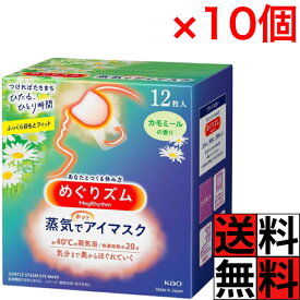 めぐりズム 蒸気でホットアイマスク カモミール 12枚入 目元 おやすみ前 移動時 仕事 リラックス 快適 密着 やすらぎ 緊張感 じんわり ×10個