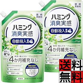 ハミング 消臭実感 自動投入 詰め替え 柔軟剤 洗濯 補充 購入 お手入れ ラク 濃縮 液体 部屋干し カビ タテ型 ドラム式 キレイ 清潔 リフレッシュグリーンの香り 700ml ×2個