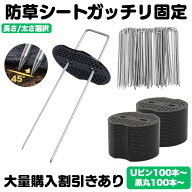 【 100本 〜 400本 】 防草シート ピン 固定 Uピン杭 黒丸付 固定ピン 除草シート 100本 防草しーと 防そ…
