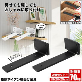【2個セット】 棚受け 棚受け金具 アイアン ブラケット 金具 棚 ラック ウォール シェルフ スタンド ブラック 本棚 隠し棚受け アイアンブラケット アングル おしゃれ アンティーク 重量用 棚板 見えない 柱 壁 壁掛け 壁面収納 CD ファイル 本 収納 整理 DIY