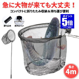 【今だけ最大20％OFFクーポン】 玉網 ランディングネット 4m タモ網 たも 網 折りたたみ あみ 大型たも網 大型ランディングネット フィッシング 折りたたみ式 ランディング ネット 釣り 夜釣り 折り畳み 青物 魚 いか たこ 渓流 海 川 伸縮 アジ イワシ ウナギ クロダ