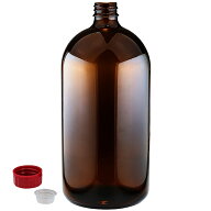 遮光瓶 中栓付 褐色 1000ml（1L）サイズ 詰め替え用ボトル ガラス瓶 空容器 茶色ビン 消毒用アルコール対…