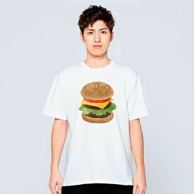 食べ物 Tシャツ メンズ レディース キッズ 子供服 半袖 ハンバーガー ゆったり おしゃれ トップス 白 30代 40代 プレゼント ギフト 大きいサイズ 綿100% 160 S M L XL