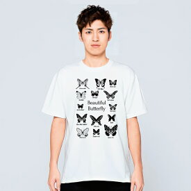 蝶々 昆虫採集 Tシャツ メンズ レディース おしゃれ かわいい 白 夏 プレゼント 大きいサイズ 綿100% 160 S M L XL