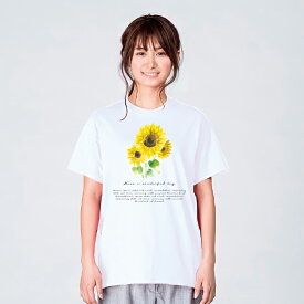 ひまわり 花柄 Tシャツ メンズ レディース キッズ 子供服 かわいい 白 夏 プレゼント ギフト 大きいサイズ 綿100% 160 S M L XL