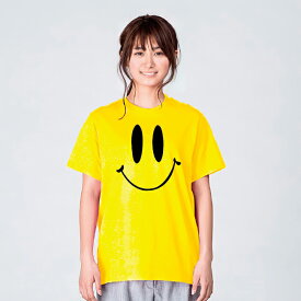 スマイル Tシャツ レディース おしゃれ 白 夏 大きいサイズ 綿100% 160 S M L XL