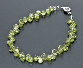 天然石ブレスレット ペリドット ドロップカット 8月誕生石 アクセサリー ブレスレット留め具付