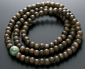 数珠ブレスレット 腕輪念珠 108玉 シャム柿 ビルマ翡翠仕立て 手首数珠 ケース入