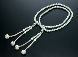 真言宗数珠 女性用 念珠 ビルマ翡翠 共仕立 正絹かがり梵天房 108玉 宗派別数珠 桐箱入