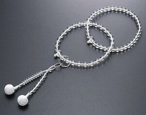 浄土宗数珠 念珠 女性用 水晶 共仕立 正絹かがり梵天房 宗派別数珠 桐箱入