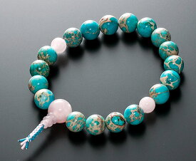 数珠ブレスレット 房付き 天然石 バリサイト10mm 桃色水晶仕立　腕輪数珠 内径18cm 桐箱入