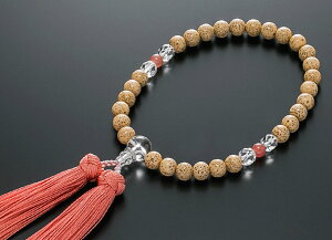 数珠 女性用 念珠 略式数珠 星月菩提樹 インカローズ 水晶切子入 正絹花かがり房 全宗派対応 桐箱入