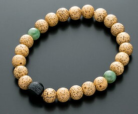 天然石ブレスレット 腕輪 星月菩提樹 般若心経オニキス ビルマ翡翠入 手首用 桐箱入