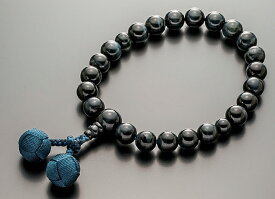 数珠 男性用 念珠 略式数珠 青虎眼石 12mm 共仕立 正絹かがり梵天房 全宗派対応 桐箱入