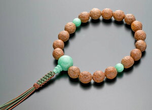 数珠 男性用 念珠 略式数珠 鳳眼菩提樹 本翡翠仕立 正絹紐房 全宗派対応 桐箱入