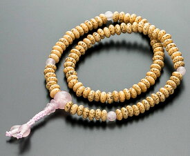 数珠ブレスレット 房付き 腕輪念珠 星月菩提樹 108玉 ローズクォーツ仕立 手首数珠 桐箱入