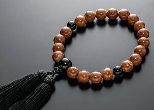 数珠 男性用 念珠 略式数珠 鳳眼菩提樹 20玉 黒オニキス仕立 正絹房 全宗派対応 桐箱入