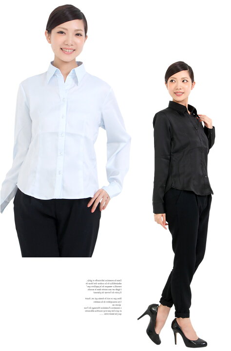 楽天市場 メール便対応 レディース フォーマル ブラウス シャツ ビジネス オフィス ワイシャツ スキッパー スーツ Uvケア 開襟 リクルート 就活 就職 仕事 Ol 長袖 7分袖 無地 ホワイト ブラック ブルー ピンク 95 36 Lt C F Shot ショット 1308