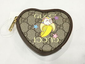 GUCCI グッチ GGレザーGUCCI グッチ ばなにゃ ハートシェイプ コインケース 箱付き 701062 小銭入れ 財布 GGスプリームキャンバス×レザー ベージュ ブラウン ゴールド プレゼント ギフト ブランドバッグ 本物保証 かわいい 猫 おでかけ 女性 中古 送料無料