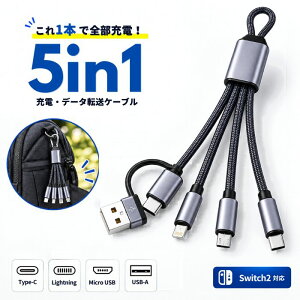 �yP5�{�z5in1 �[�d�P�[�u�� �}���[�d �}���` Type-C Lightning Micro USB USB-A �^�C�vC iPhone Android �X�}�z �^�u���b�gNintendo Switch2�Ή� ���������[�d �f�[�^�]�� USB�P�[�u�� 2WAY���� �R���p�N�g �g�їp �L