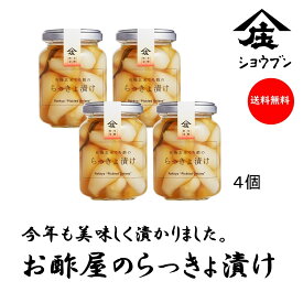 らっきょう漬けx4個 国産 保存料不使用 らっきょう甘酢漬け カリカリらっきょう漬け 4個セット お中元 らっきょ 漬け物　還暦 グルメ ギフト プチギフト 贈り物
