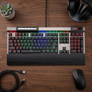 �yREDRAGON�zK563 �Q�[�~���O�L�[�{�[�h ���J�j�J���L�[�{�[�h �� 104�L�[ �L�� USB RGB�o�b�N���C�g 18��ޔ������[�h 5�}�N���L�[���� ���X�g���X�g�t�� �p��z�� PC�Ή�