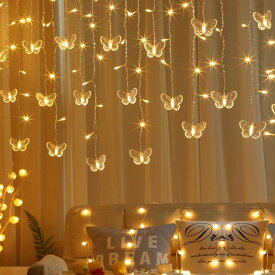 LEDイルミネーションライト カーテンライト 蝶々クリスマスライト Xmas飾り 屋外用可 パーティー ハロウィン 結婚式 イベント 装飾 かわいい おしゃれ