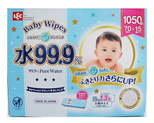 Baby Wipes 水99.9%ふんわりプラスおしりふき大判 Baby Wipes 70枚入×15個パック 計1050枚入 無香