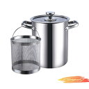 パスタ鍋 揚げ鍋 IH対応 層ステンレス構造 シルバー ステンレス ステンレス パスタ鍋 パスタトング付き (パスタポ