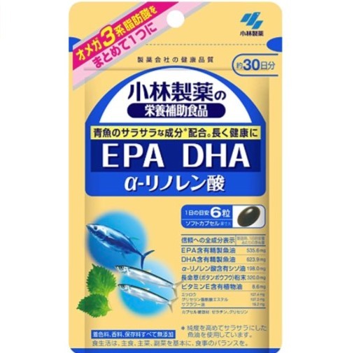 複数購入割引のクーポン配布中  小林製薬の栄養補助食品 EPA DHA α-リノレン酸 約30日分 180粒（2袋セット）
