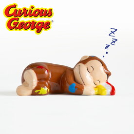 おさるのジョージ 貯金箱 おやすみ ジョージ 公式グッズ キャラクター かわいい 磁器 割れない貯金箱 割れない 500円貯金 500円玉貯金 取り出し口あり 取り出せる コイン 貯金 動物 猿 おさる インテリア 置物