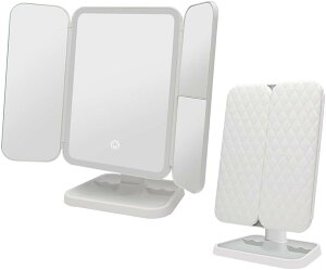 美ルル シンデレラ 女優ミラー 卓上 LEDライト70灯 メイクミラー 化粧鏡 三面鏡 卓上ミラー ledメイク 多機能バッテリー内蔵 Tyoe-c 充電 2倍 3倍 明るさ 無段階調光 角度自由調整 おしゃれ かわ