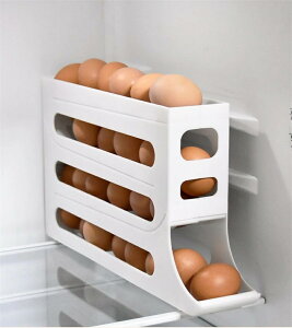 【3点15%offクーポン配布中! 卵入れ 冷蔵庫用 卵置き スライド式 卵収納ボックス 4段 自動ローリング 卵収納棚 卵ケース 卵オーガナイザー たまご 収納ケース エッグホルダー 取り出し便利