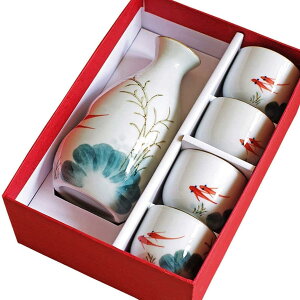 【3点15%offクーポン配布中! 日本酒器セット プレイウォーター徳利セット パッケージ付き5ピースセット 手描きデザイン 磁器セラミック伝統的なデザイン