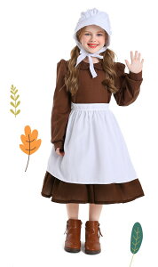 ハロウィン 女の子 衣装 ヨーロッパ風 子供 ガラスの靴のお姫様 羊飼いの少女 農場さん コスプレ ブラウン ワンピース シャツ エプロン 頭巾 コスチューム キッズ 小学生 おしゃれ 可愛い 仮