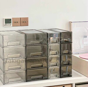 透明収納ボックス 引き出し 収納ケース 縦置き アクリル 小物収納 クリア オフィス収納 片付き コンパクト シンプル 1段/2段/3段/4段 防塵 積み重ね可能(2個)