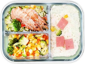 弁当箱 耐熱ガラス ポータブル スプーン付き 長方形 透明 大容量 耐熱耐冷 食器洗い機可 オーブン可保存容器 おべんとう箱 ランチボックス 蓋付き 透明グラス 電子レンジ対応 3マス 厚い 仕