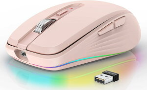 【3点15%offクーポン配布中!マウス Bluetooth 5.1 ワイヤレスマウス 無線マウス 充電式 2.4GHz光学式 7ボタン 人間工学デザイン 4DPIモード 最大2400DPI 7色ライト付き 省エネルギー 高精度 小型 持ち