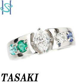 リニューアルセール【最大42%OFF&最大3万円クーポン】タサキ 田崎真珠 マーキスカット ダイヤモンド リング 0.43ct 0.10ct サファイア エメラルド トルマリン プラチナ Pt900 ファンシーカット 変形カット | ダイアモンド かわいい おしゃれ【中古】【SH94553】